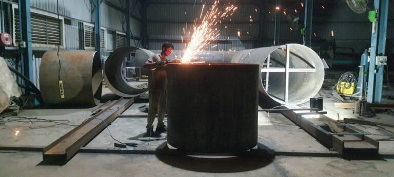 GS-FABRICATION- Industrial Chimney Structure With Civil Foundation